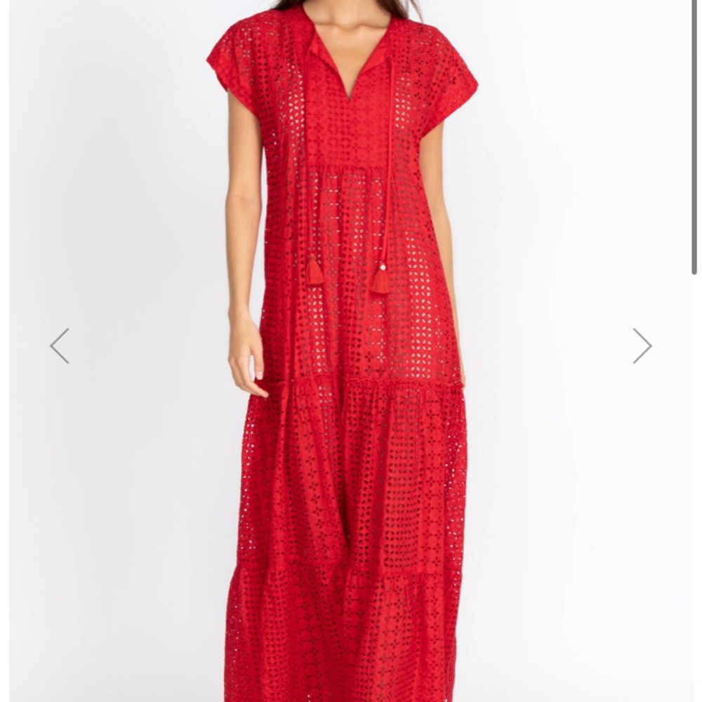 NWT XL Johnny Was Red Eyelet maxi dress AURELIA dress